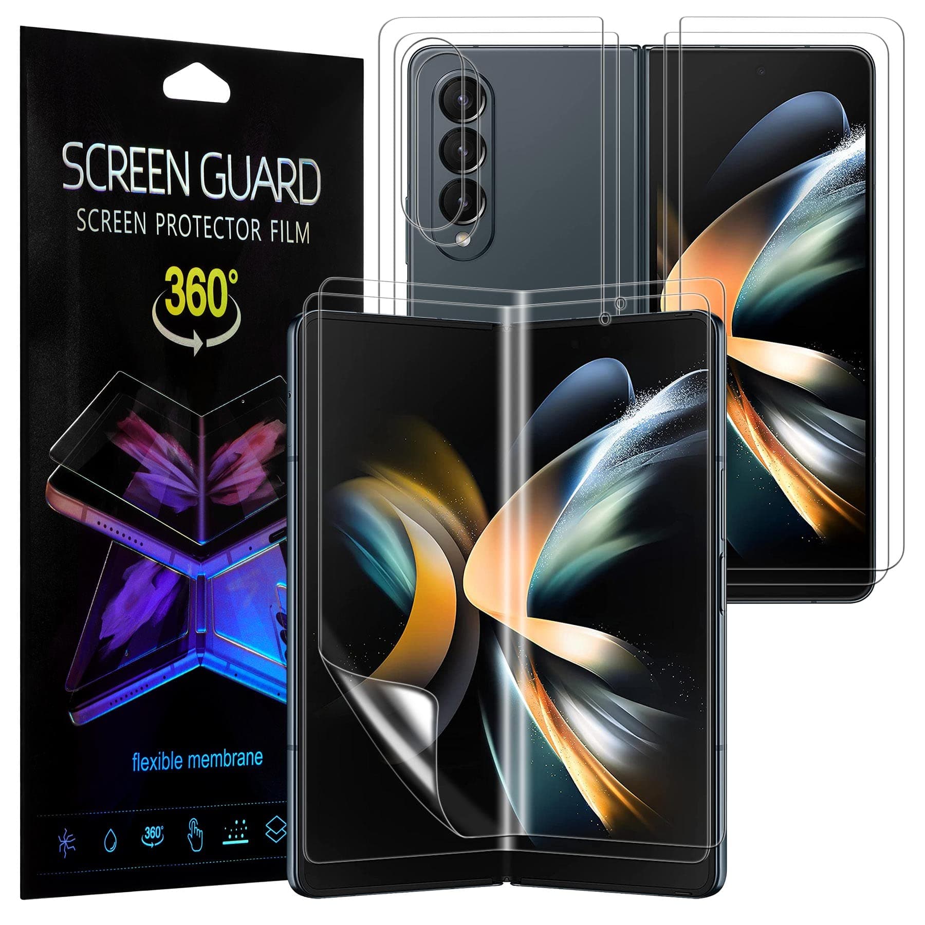 – Two Sets Screen Protector for Samsung Galaxy Z Fold 4, HD Clear Soft Protective Film with Installation Tools for Samsung Z Fold 4 - Transparent