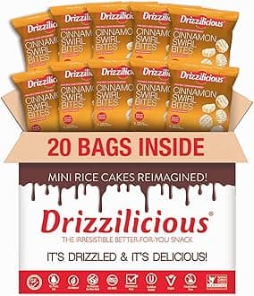 Mini Flavored Rice Cakes Cinnamon Swirl - Rice Crisps, Healthy Snack for Adults and Kids, Vegan, Gluten Free Snack, Allergen Free, Only 90 Calories Per Bag - 0.74 oz (Pack of 20)