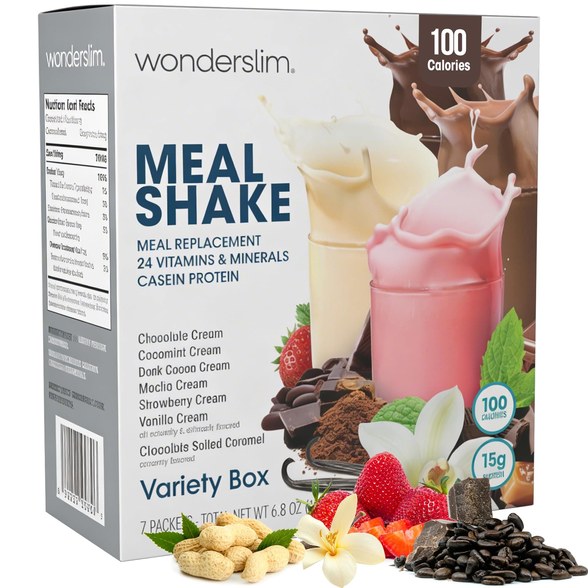 Meal Replacement Shake, Variety Pack, 15g Protein, 24 Vitamins & Minerals, Gluten Free (7ct)