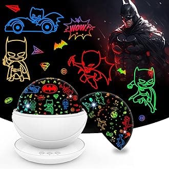 Batman Night Light Projector for Boy,Kids Night Lights with Batman and Dinosaur Theme,360 Degree Rotation,15 Mode Color Changing,Birthday Gift Toys
