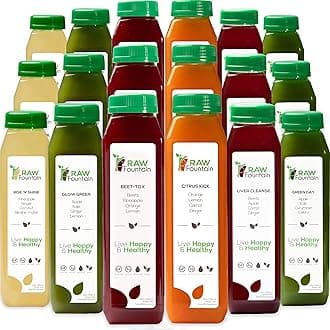 3 Day Juice Cleanse by Raw Fountain, All Natural Raw Detox Cleanse, Cold Pressed Juice Fast, Great Way to Jumpstart a Healthy Diet, Kosher, Vegan, NO Sugar Added, 18 Bottles 12oz