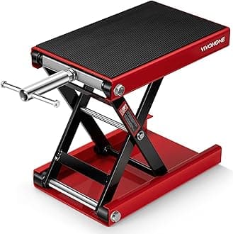 VIVOHOME Motorcycle Scissor Lift Jack Height Adjustable Heavy Duty Steel with Anti Slip Wide Deck Hoist Crank Center Stand 500KG Capacity for Motorcycles ATVs Dirt Bikes