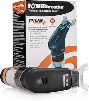 POWERbreathe - Breathing Exercise Device, Breathing Trainer and Therapy Tool to Strengthen Breathing Muscles and Help Lung Capacity, Handheld Inspiratory Muscle Trainer - Black, Heavy Resistance