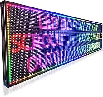 HS Programmable Scrolling Led Sign, Digital Signs Outdoor Waterproof ,Electronic Message Display Board ,Open neon Signs, Full Color High Brightness Big P10 77’’x20’’for Business Store Advertisement Public, APP control