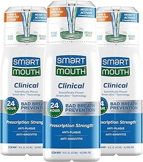 3 Pack , DDS Clinical : SmartMouth Clinical DDS Oral Rinse for the Treatment of Bad Breath and Protection From Gingivitis and Gum Disease, 16 ounce, 3 pack