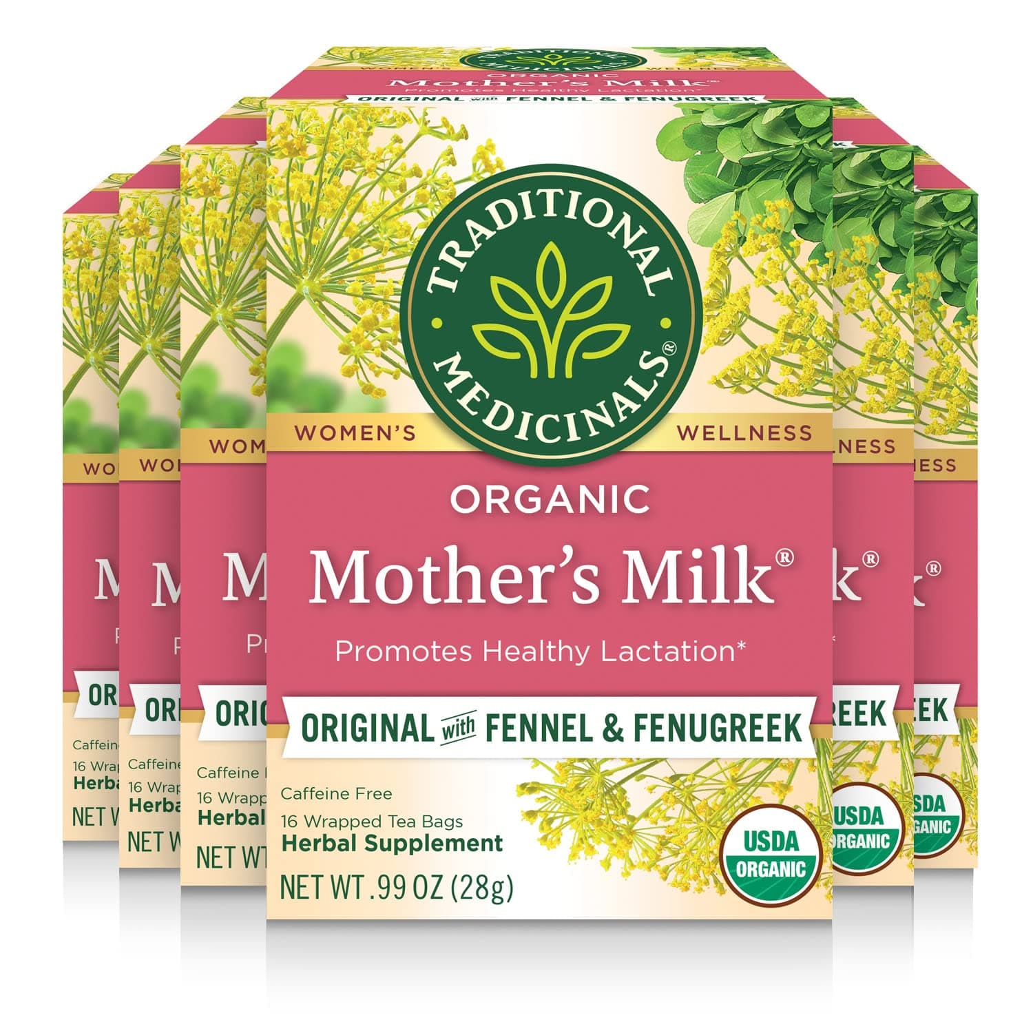 - Traditional Medicinals - Organic Mother's Milk Herbal Tea (6 Pack) - Promotes Healthy Lactation in Breastfeeding Moms - 96 Tea Bags Total