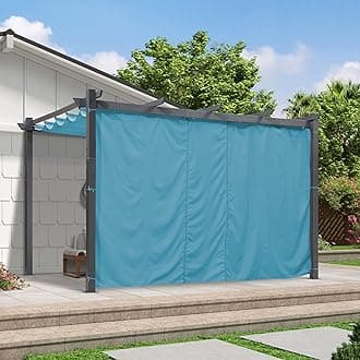 PURPLE LEAF Outdoor Curtains Privacy for 13' Side Pergola with Grommets and Rod Outside Porch Shade Patio Deck Retractable Replacement Gazebo Cabana Curtain Set of 2 Panels 68 x 82 inch Turquoise Blue