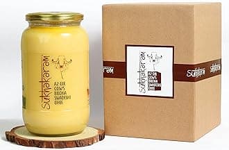 SUKHAKARAM A2 GIR COW ORGANIC GHEE - 1000 ml | GRASS FED INDIAN GIR COW | TWO WAY WOOD CHURNED WITH BILONA METHOD | GLASS BOTTLE | COMES WITH A CERTIFIED ORGANIC COTTON REUSABLE GROCERY TOTE BAG |