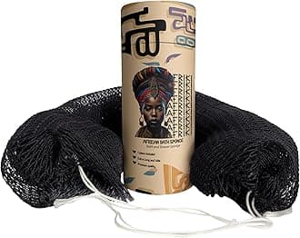 African Net Sponge – Exfoliating Body Scrubber, Black Owned & Rooted in Africa, All Skin Types | 45 in Long (Black)
