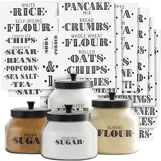 Clear Vinyl Pantry Labels for Food Containers - Waterproof & Repositionable for Kitchen Jars - Farmhouse Pantry Organization - Preprinted Baking Labels - Pack of 154, Assorted Sizes