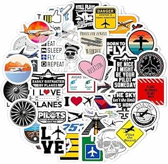 BulbaCraft 100Pcs Aviation Decals, Pilot & Airplane Stickers - Aviation & Pilot Gifts, Airplane Party Decorations
