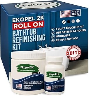 Ekopel Roll On Bathtub Refinishing Kit - Odorless Ultra Durable Biscuit Gloss - Never Peel Technology - Made in The USA - Biscuit One Coat/Touch up