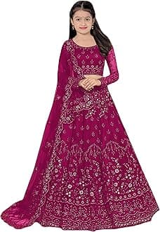 Girls Ethnic Wear Embroidery Work Readymade Traditional Lehenga Choli With Dupatta Set