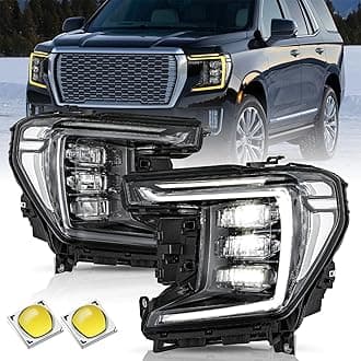 Full LED Headlight Assembly Set for 2021 2022 2023 2024 GMC Yukon/Yukon XL DENALI/AT4 OEM Headlamp Replacement Pair Driver and Passenger Side