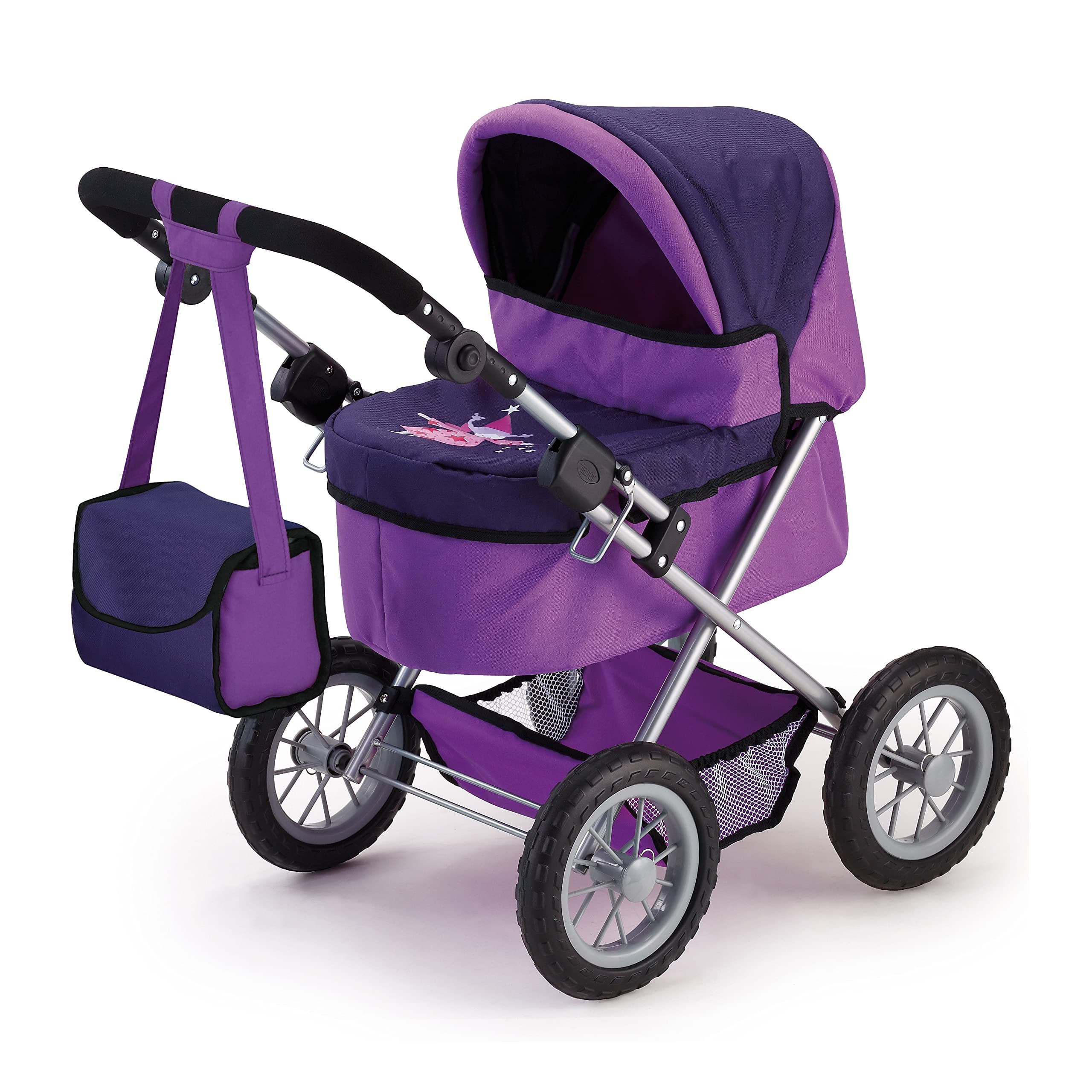 Bayer Doll Stroller Foldable Pram for Dolls up to 18 in, Adjustable Handle, Lilac