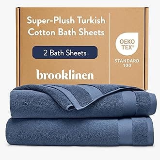 Brooklinen Super-Plush 100% Turkish Cotton Bath Sheets - Set of 2-770 GSM, Highly Absorbent, Machine Washable, Oversized Bath Towels for Home & Bathroom (40" x 65", Abyss Blue)