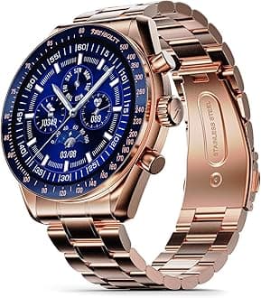 Fire-Boltt Moonwatch 36.3mm (1.43 inch) AMOLED Display, Wireless Charging, Metallic Frame, Stainless Steel Luxury Straps, Complete Health Suite, Bluetooth Calling, Sports Modes (Rose Gold)