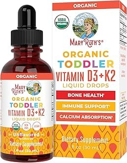 Vitamin D3 | Vitamin K2 | Vitamin D3 K2 Spray | K2 D3 Vitamin Liquid Supplement for Toddlers | Kids Supplement for Calcium Absorption Strong Bones | Vegan | Non-GMO | Gluten Free | 1 Fl Oz