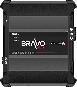 Bravo Full 2000 1 Ohm Mono Car Amplifier, 2000.1 2K Watts RMS, 1Ω Stable Car Audio, HD Sound Quality, Crossover & Bass Boost, Car Stereo Speaker Subwoofer MD, Smart Coolers