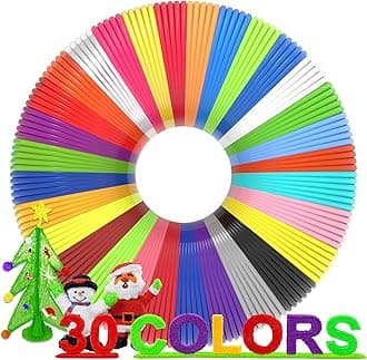3D Pen Filament Refills 30 Colors, Bonus 250 Stencils eBooks - 3D Pen Filament PLA 1.75mm,Non-Toxic, Smooth Printing Refills