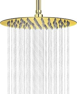 NearMoonRain Shower Head, Ultra-Thin Design-Pressure Boosting, Awesome Some Experience, High Pressure High Flow Stainless Steel Rainfall Shower Head (8 Inch,Chrome Gold)