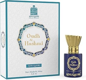 Adilqadri Oudh Al Hashmi Attar Men and Women | Sweet Arabic Unisex Perfume | Non-Alcoholic Roll-On | Long-Lasting Rich Oudh & Spicy Blend | Luxurious & Inviting Fragrance | 5.5ml