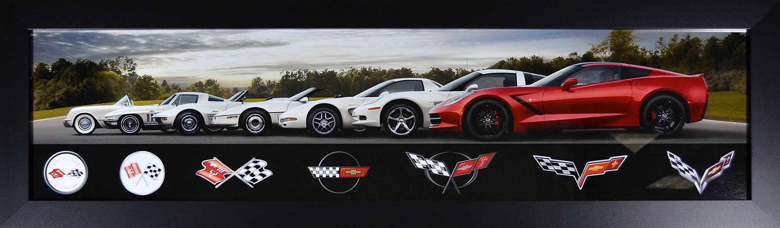 Motor City Authentics Framed Corvette Generations Panorama