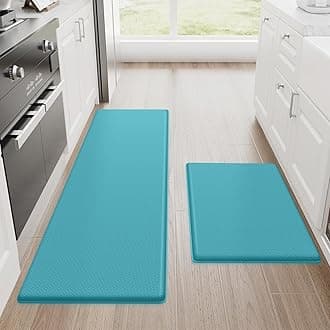 StepRite Kitchen Mats, 2PCS Kitchen Rugs, Cushioned Anti Fatigue Kitchen Mats for Floor, Non-Slip Standing Desk Mat, Waterproof Kitchen Rug Set for Kitchen, Floor, Office, 17.3"x30"+17.3"x47", Green