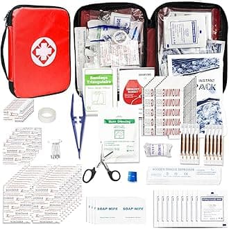 Travel-First -Kit Car-Home 300PCS Survival-Kit Outdoor-Adventure - Small Portable Red Emergency Essential Sets Office Hiking Camping Business Public Must Have First Gear Equipment