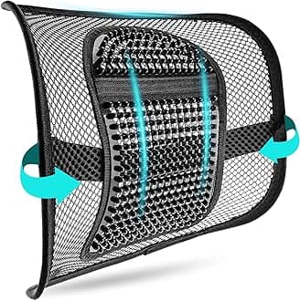 Mesh Back Support, Mesh Lumbar Support Cushion Air Flow Chair Back Support with Elastic Strap Back Rest for Home Office Chair Car Seat Back Pain Relief