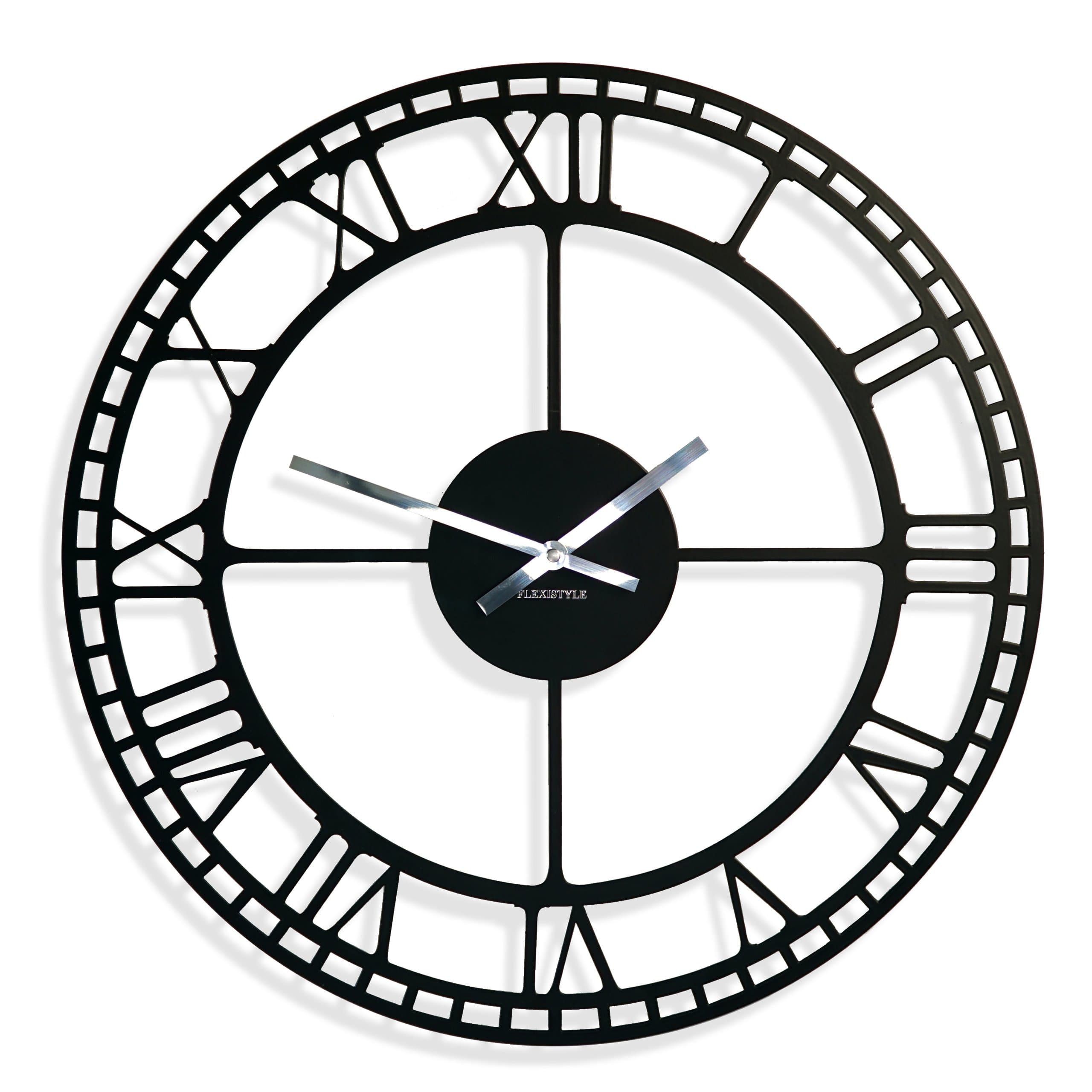 FLEXISTYLE Clock, Metal, Black, 50 cm