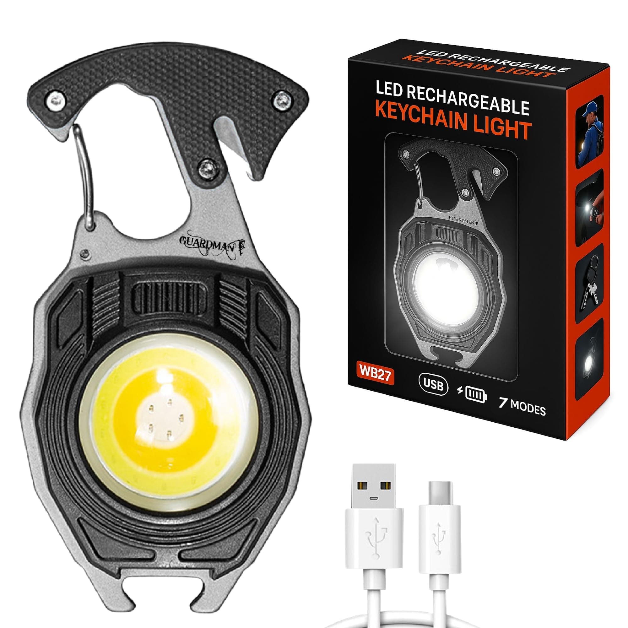 Father’s Day Gift for Dad – LED Flashlight Multitool Keychain with Magnet, EDC Emergency Tool, Carabiner, Bottle Opener, Screwdriver, Camping & Survival Gear for Men