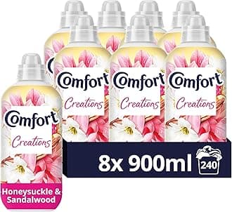 Comfort Perfume Creations Honeysuckle & Sandalwood Fabric Conditioner Softener with Motion-Activated Fragrance Technology 100 Days of Freshness 240 washes (8x 900 ml)