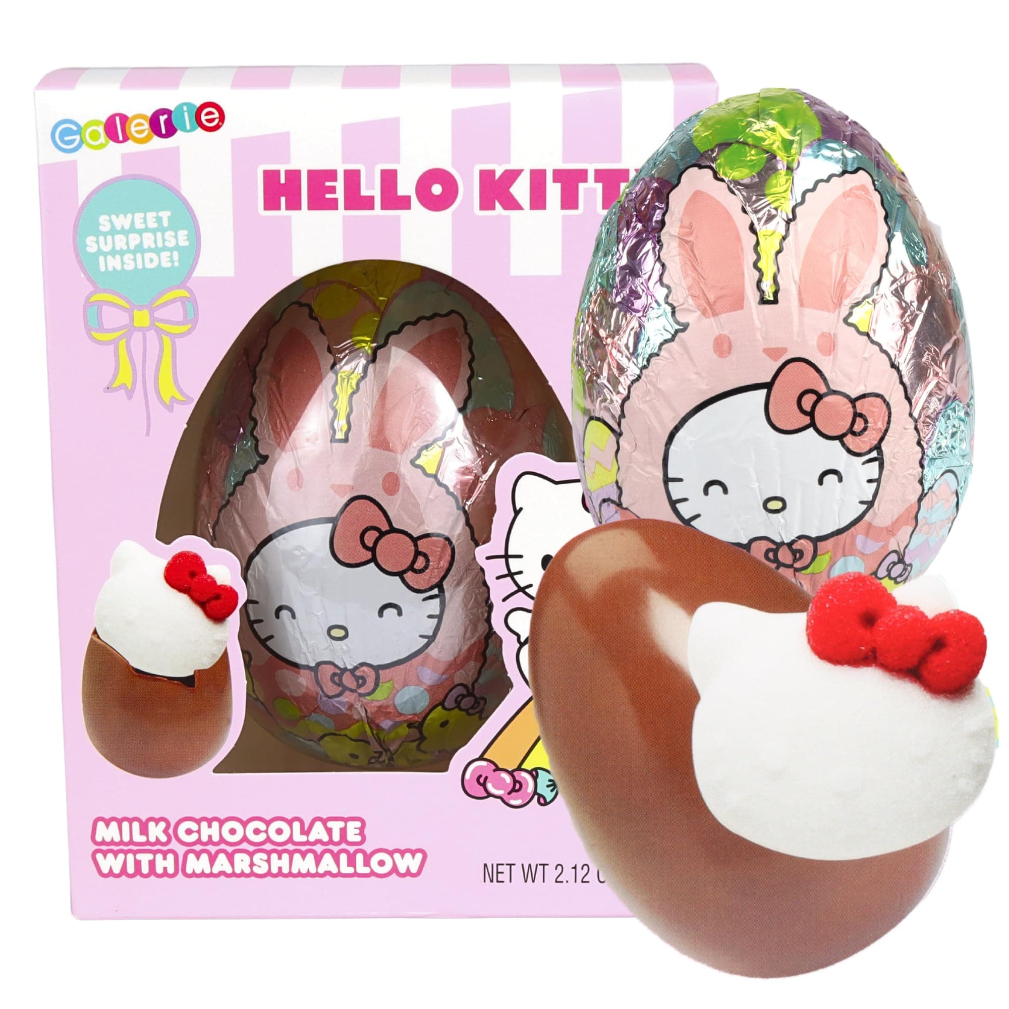 Hello Kitty Chocolate Egg with Marshmallow Inside, Individually Boxed, 2025 Easter Basket Stuffers for Girls, 2.12 Ounces Each