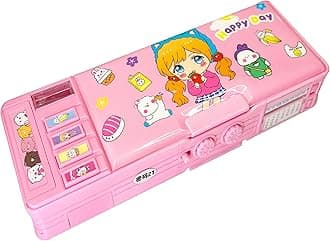 Pop Up Multifunction Pencil Case for Girls and Boys, Cute Cartoon Pen Box Organizer Stationery with Lock, Sharpener, Schedule, Whiteboard, School Supplies, Best Gifts for Kids Teens(Pink 2)
