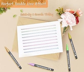 Caliart 12 Colors Outline Markers Shimmer Glitter Pens, Doodling Marker Set f...