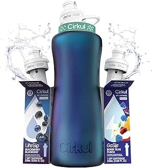 32 oz Chameleon Stainless Steel Water Bottle Starter Kit with Teal Lid With 1 Berry Blue Punch & 1 Blackberry Blueberry Cartridge - Great for staying hydrated.
