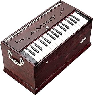AMRIT® AmritVaani Professional Portable Harmonium – 32 Keys, Lightweight & Easy to Carry, Melodica Reeds with Built-In Shruti Box | Includes Padded Carry Bag