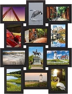 MELANNCO Collage Picture Frame for Wall, Holds 12 Photos - Six 4x6 and Six 6x4 Images, 18x23 Inch Black Plastic Frame, Hang Horizontal or Vertical, Gallery Wall Decor