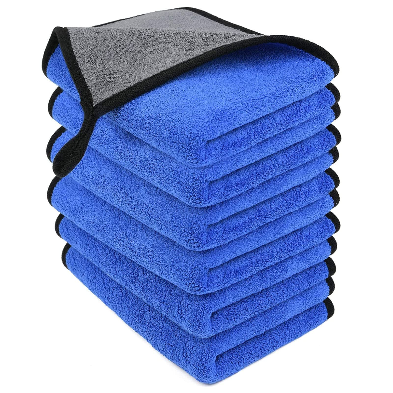 Microfibre Cleaning Cloths, 6 Pack, Two-layer Thickened Towels, Lint Free Super Absorbent Towel for Household and Car Washing, Drying, Detailing, 40x30cm