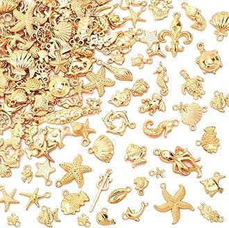 MARFOREVER 120 PCS Summer Beach Charms for Jewelry Making, Assorted KC Gold O...