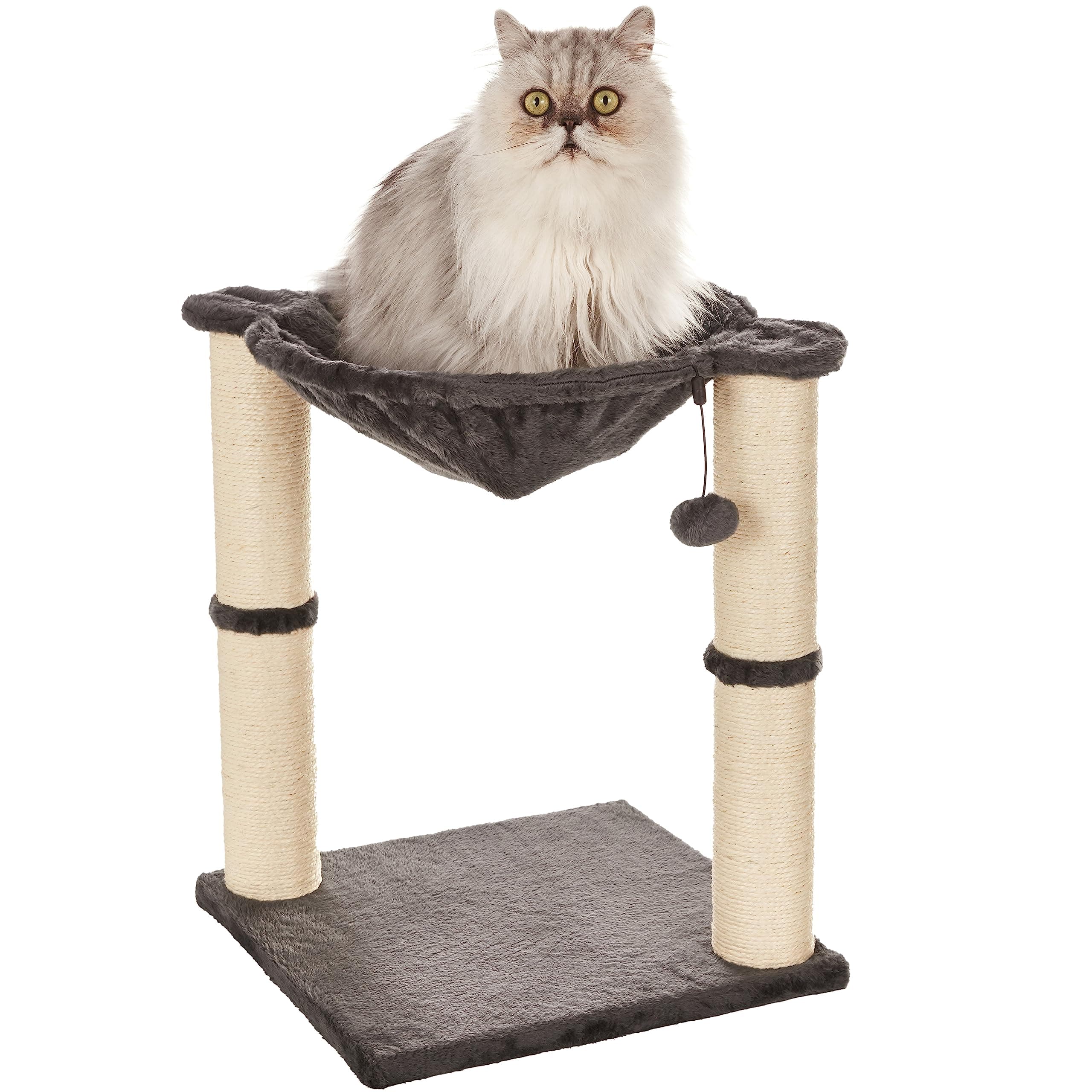Amazon Basics Cat Tree Tower With Scratching Post And Hammock Bed for Indoor Cat - 16 x 20 x 16 inches, Grey