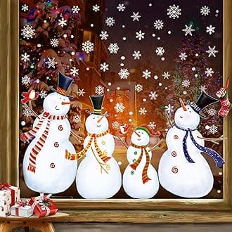 Christmas Window Clings Snowman Window Clings Snowflakes Decals Static Stickers for Christmas Decorations Indoor Décor Ornaments Xmas Party Supplies