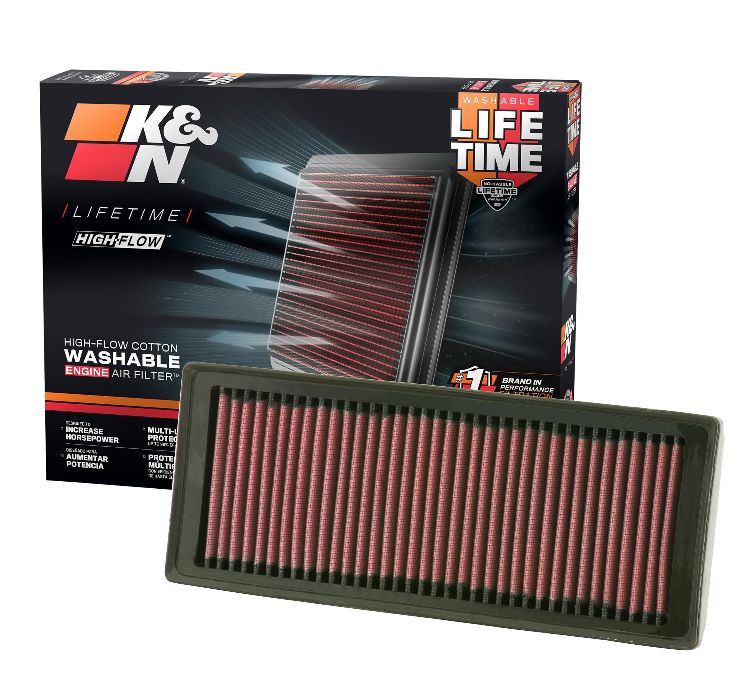 K&N Engine Air Filter: High Performance, Premium, Washable, Replacement Filter: Fits 2007-2017 Audi L4 1.8/2.0L (A5 Quattro, Q5, A4, A5), 33-2945
