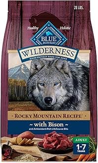 Wilderness Rocky Mountain Recipe High-Protein Adult Dry Dog Food, Made in the USA with Natural Ingredients Plus Wholesome Grains, Bison, 28-lb. Bag