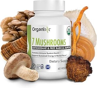 7M+ - Anti-Aging Mushroom Supplement - 60 Vegetarian Capsules - 7 of Nature's Most Beneficial Organic Mushrooms, Fermented to Maximize Bioavailability, Immune System Support