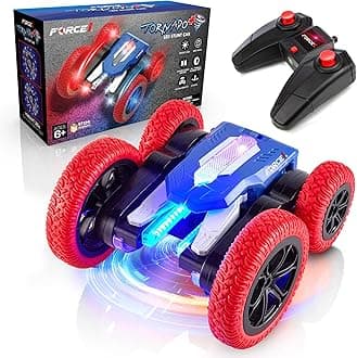 Force1 Tornado+ Remote Control Car for Kids- Double Sided Fast RC Cars with LED Interactive Display, 4WD Off-Road Stunt Car 360 Flips, All Terrain Tires, RC Crawler Rechargeable Battery, 2.4GHz Remote