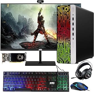 TechMagnet HP G3 Gaming Desktop PC, Intel Core i7 6th Gen, AMD RX 550 Graphics, 16GB RAM, 1TB SSD, New 27-inch Monitor, RGB Keyboard Mouse, RGB Headphone, Webcam, Windows 11 Pro (Renewed)