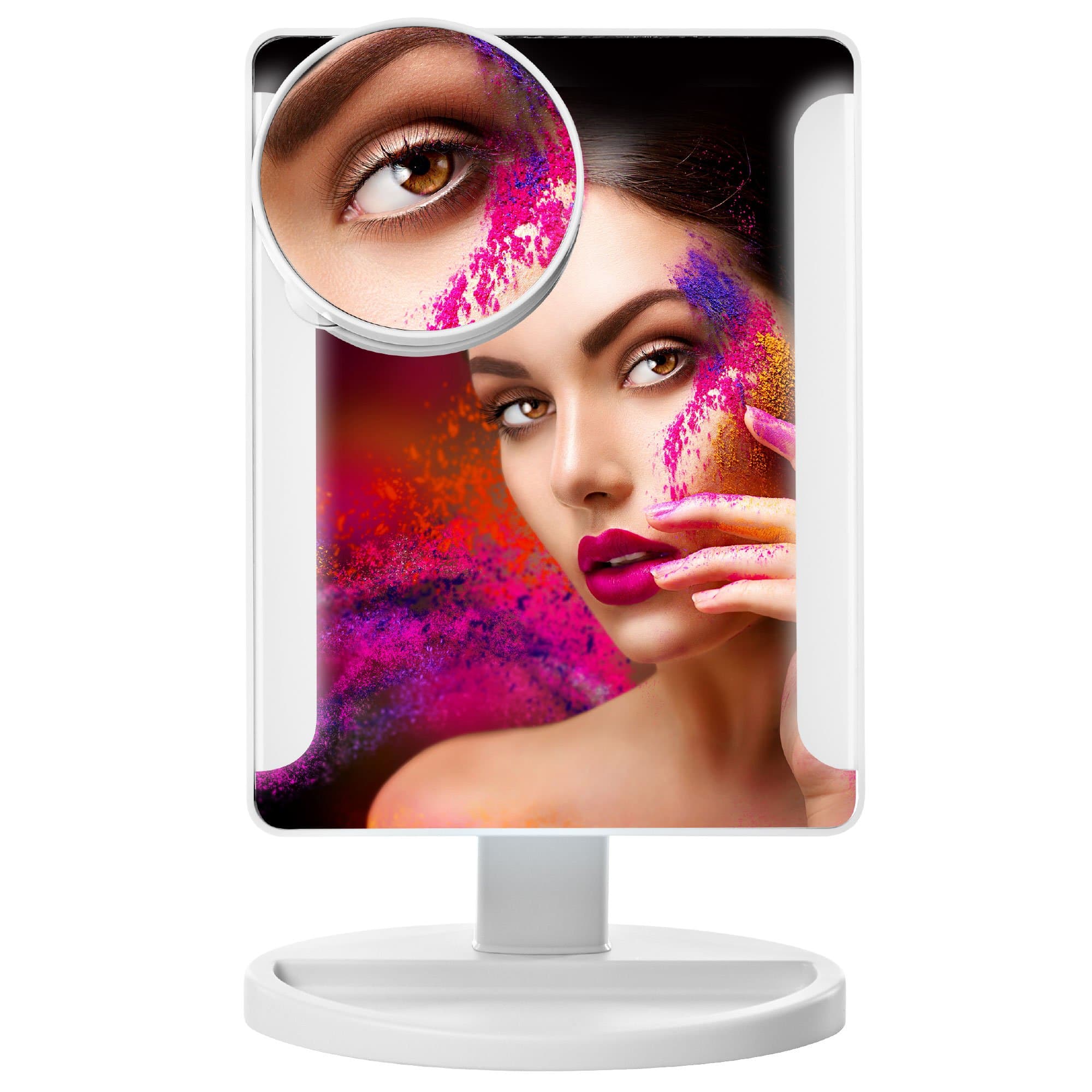 LED Makeup Mirror - Smart Touch Portable and Adjustable Compact Travel Vanity Mirror - Natural Daylight Lighted Mirror with USB Cable