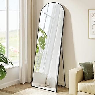 – SONGMICS Full Length Mirror, 63 x 19.7 Inches, Arched Full Body Mirror with Stand, Aluminum Alloy Frame Floor Mirror, Tempered Glass, for Bedroom, Living Room, Cloakroom, Ink Black ULFM031B01